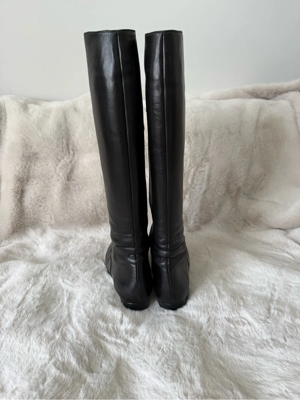 Worn once! Delman Black Nappa Leather Knee Hight Boots 7,5